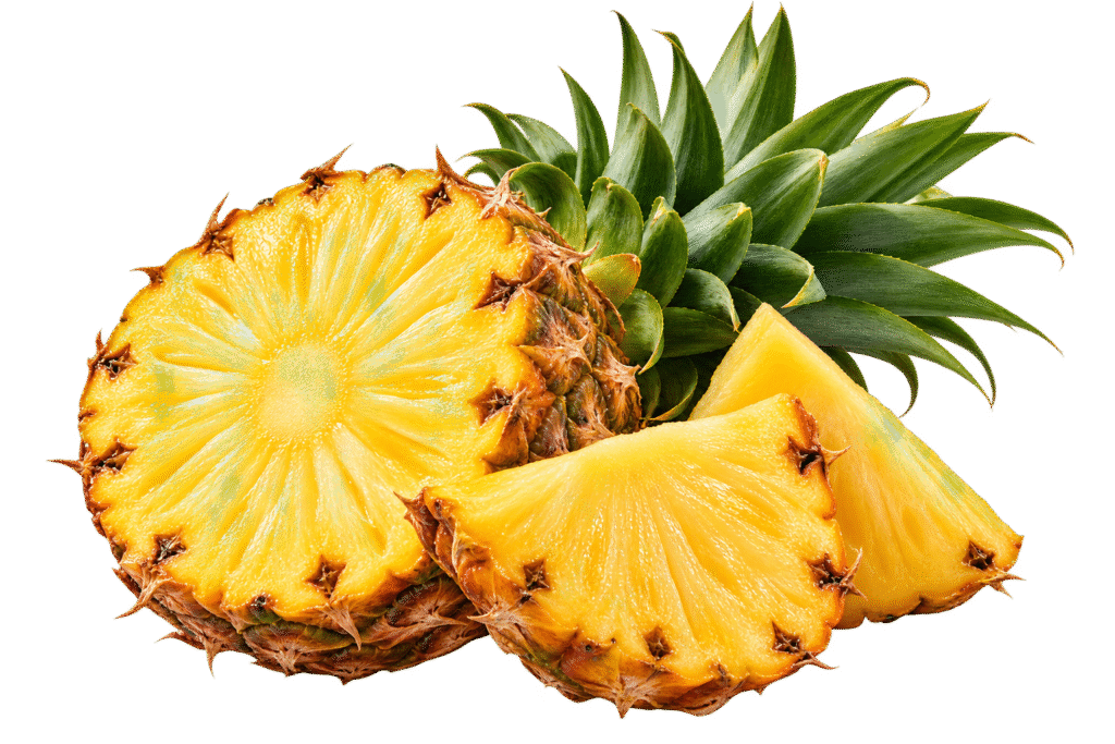 Piña fresca en cortes jugosos